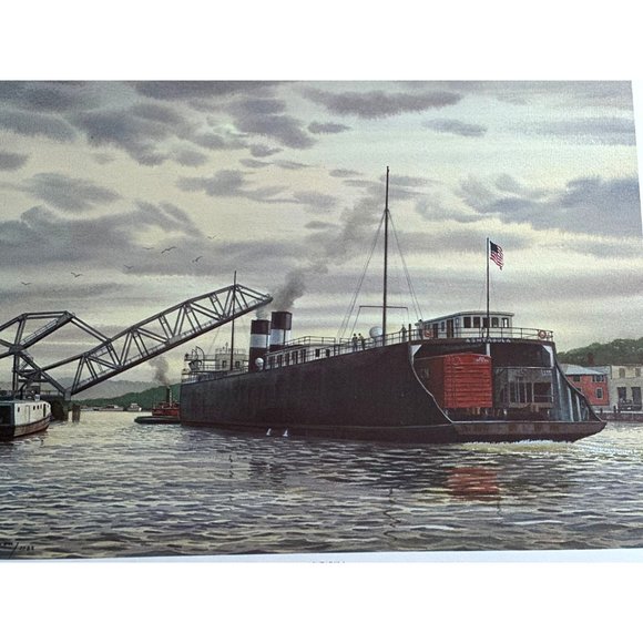 Farmers National Bank and trust Co Other - Vtg Ashtabula Ohio Harbor Pictures Signed and Dated 1988